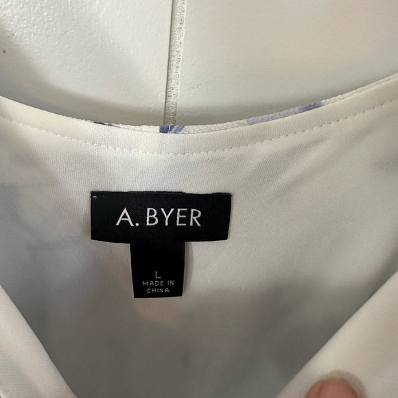 NWT A. Byer Hi Lo Off Shoulder Blue and White Floral Women’s Dress Size Large - Picture 7 of 16